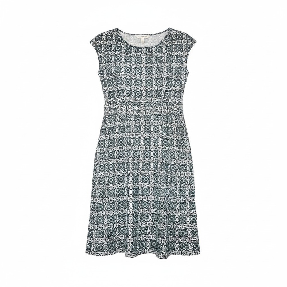 Boden Fit & Flare Sleeveless Dress Blue Green‎ Tile Print US 4R Pockets Cotton